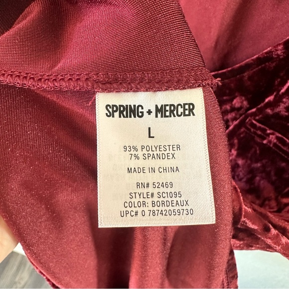 Spring Mercer | Velvet Shirt Women Maroon Legging Tee V Neck - Picture 7 of 7